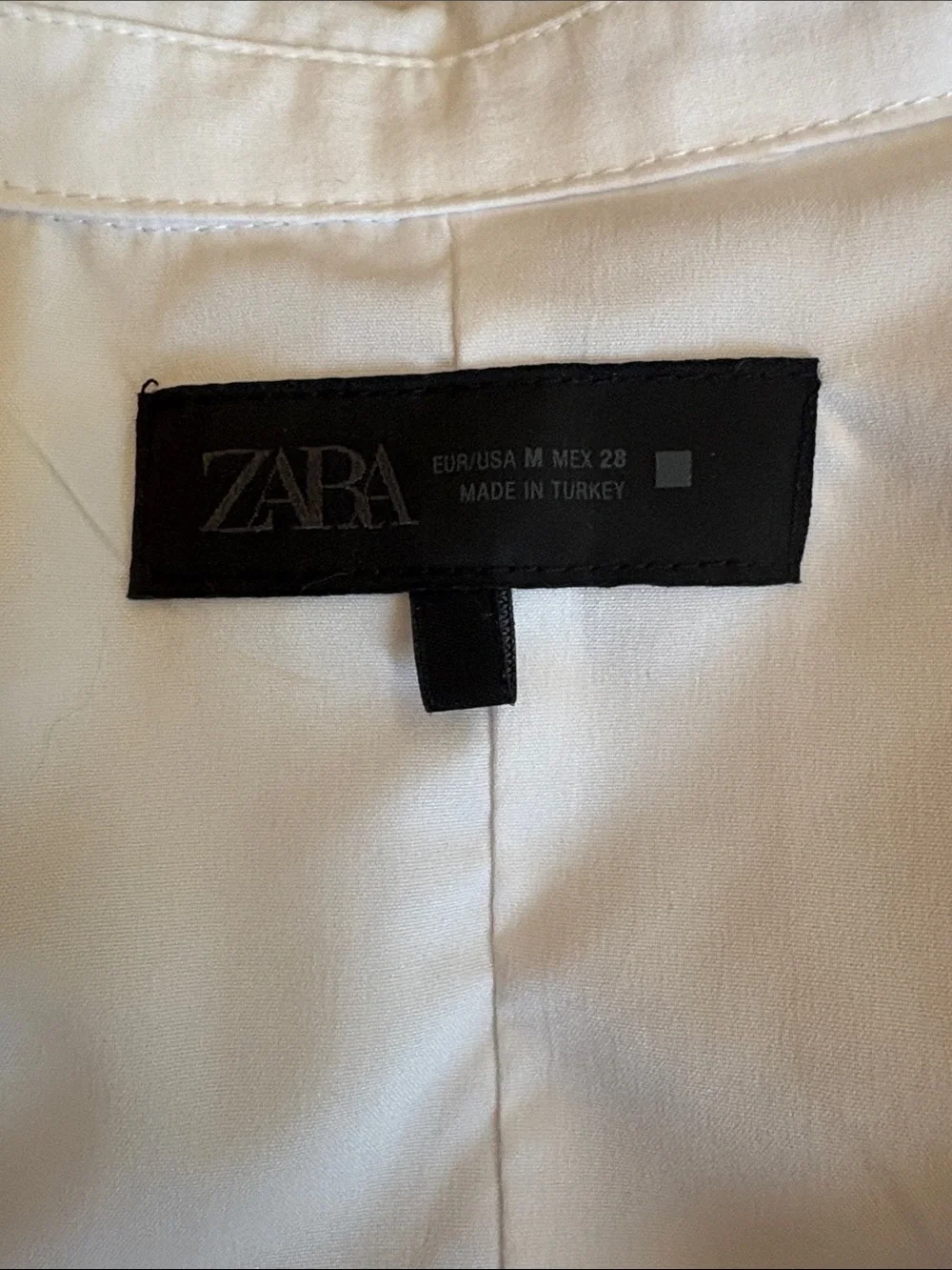ZARA White Puff-Sleeve Puff waist Poplin Blouse